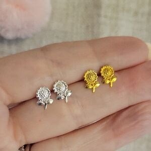 TINY SUNFLOWER STUD EARRINGS, Choice Of Color